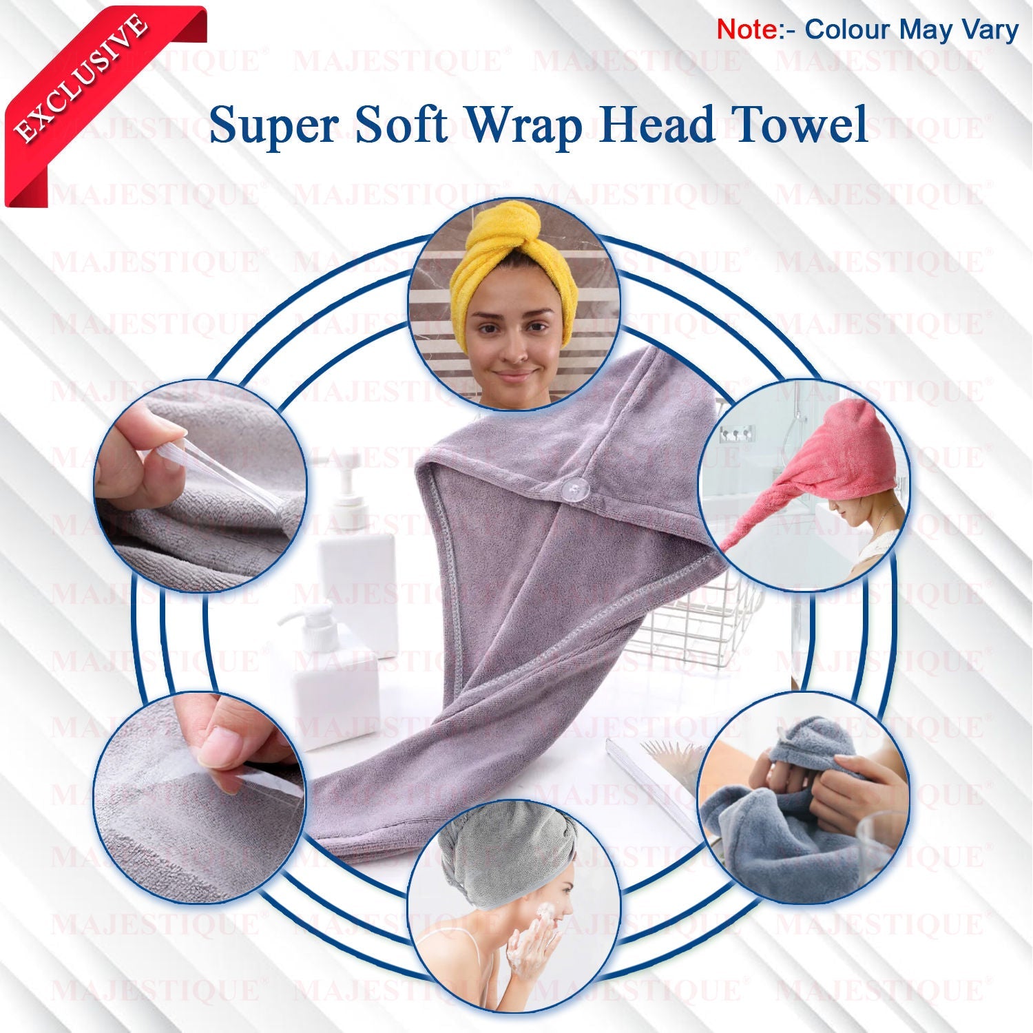 Majestique Hair Towel Wrap - Colour May Vary
