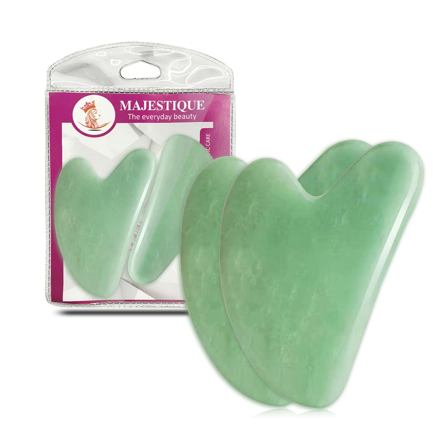 Majestique 2Pcs Gua Sha Facial Tools, Natural Guasha Tool For Face - Color May Vary