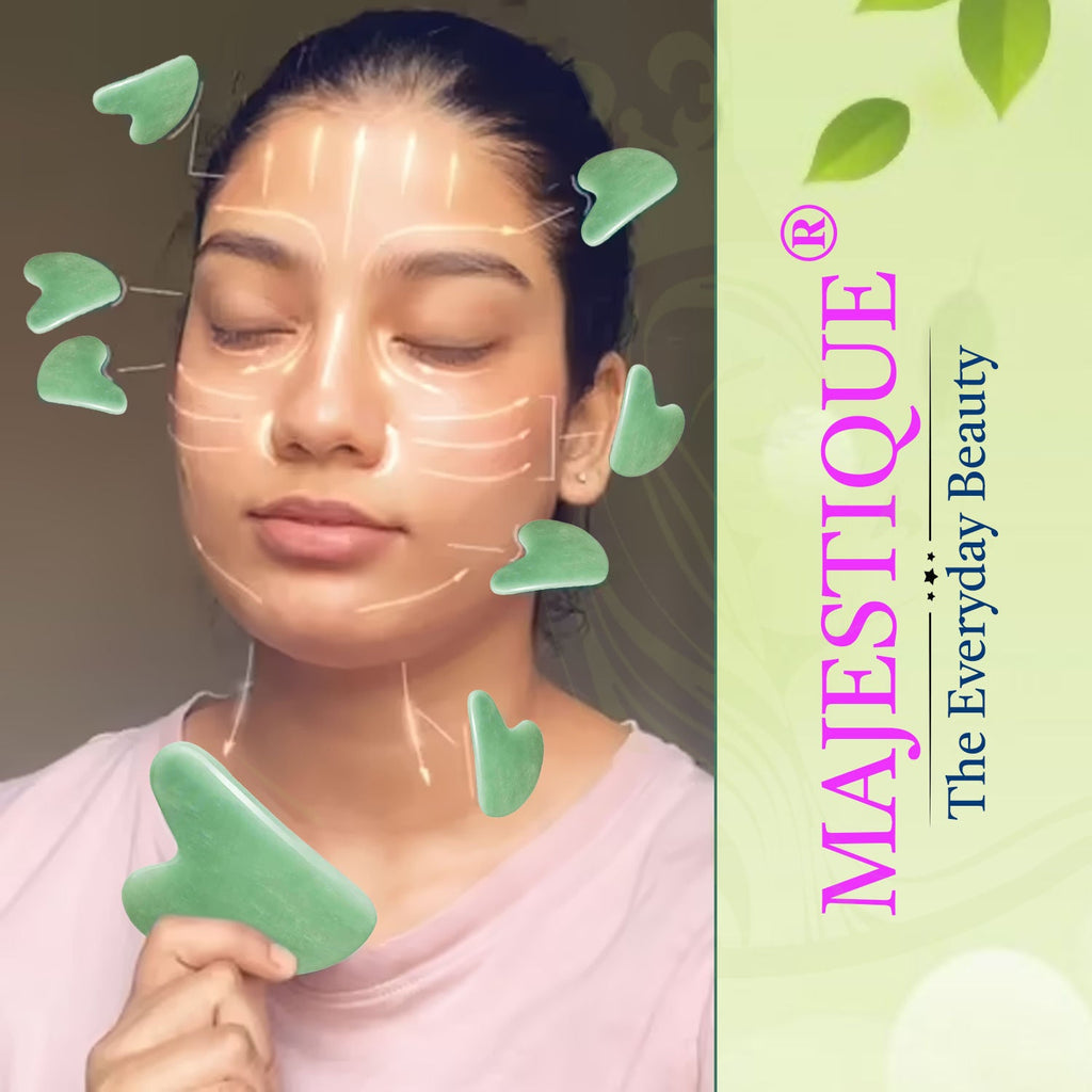 Majestique 2Pcs Gua Sha Facial Tools, Natural Guasha Tool For Face - Color May Vary