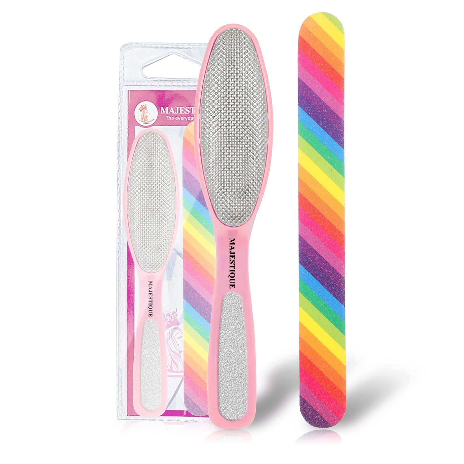 Majestique 2 In 1 Plate Foot Scrubber & Emery Board Nail Filer - Color May Vary
