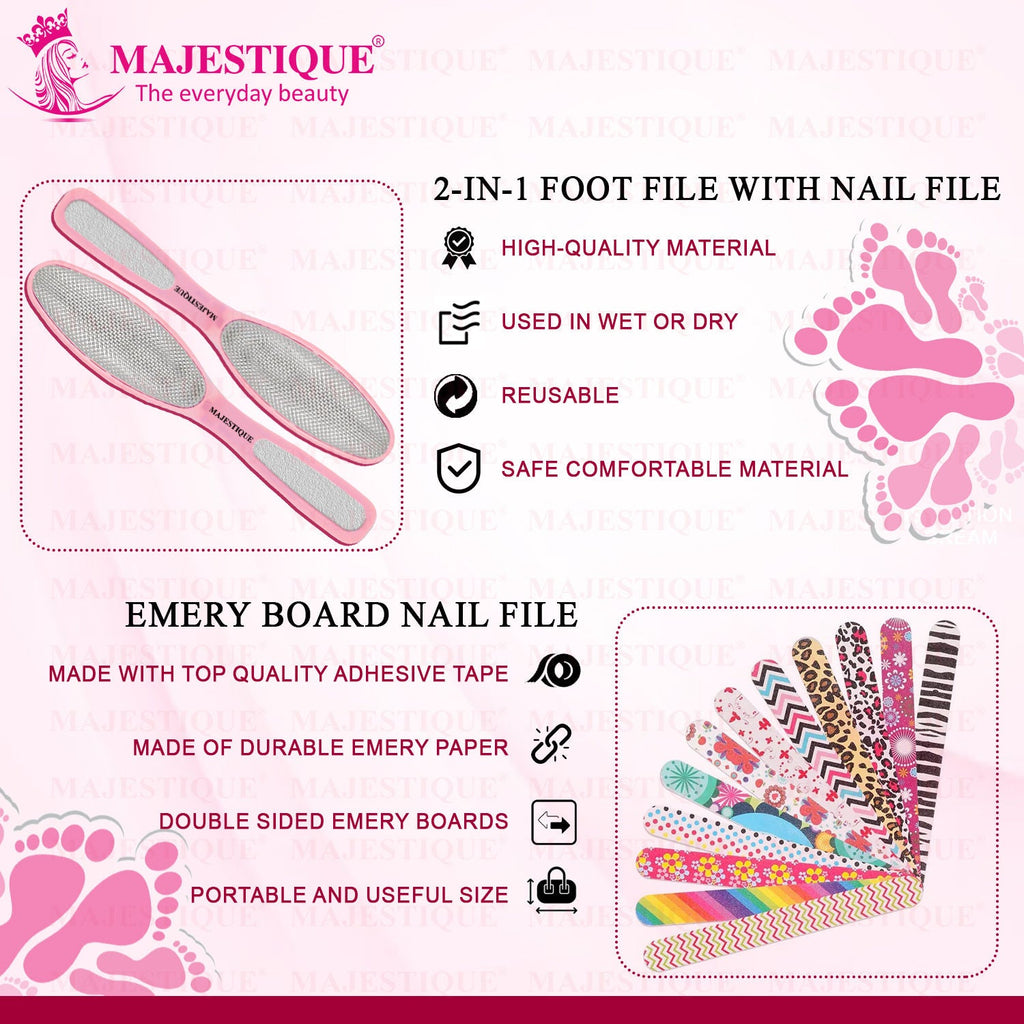 Majestique 2 In 1 Plate Foot Scrubber & Emery Board Nail Filer - Color May Vary