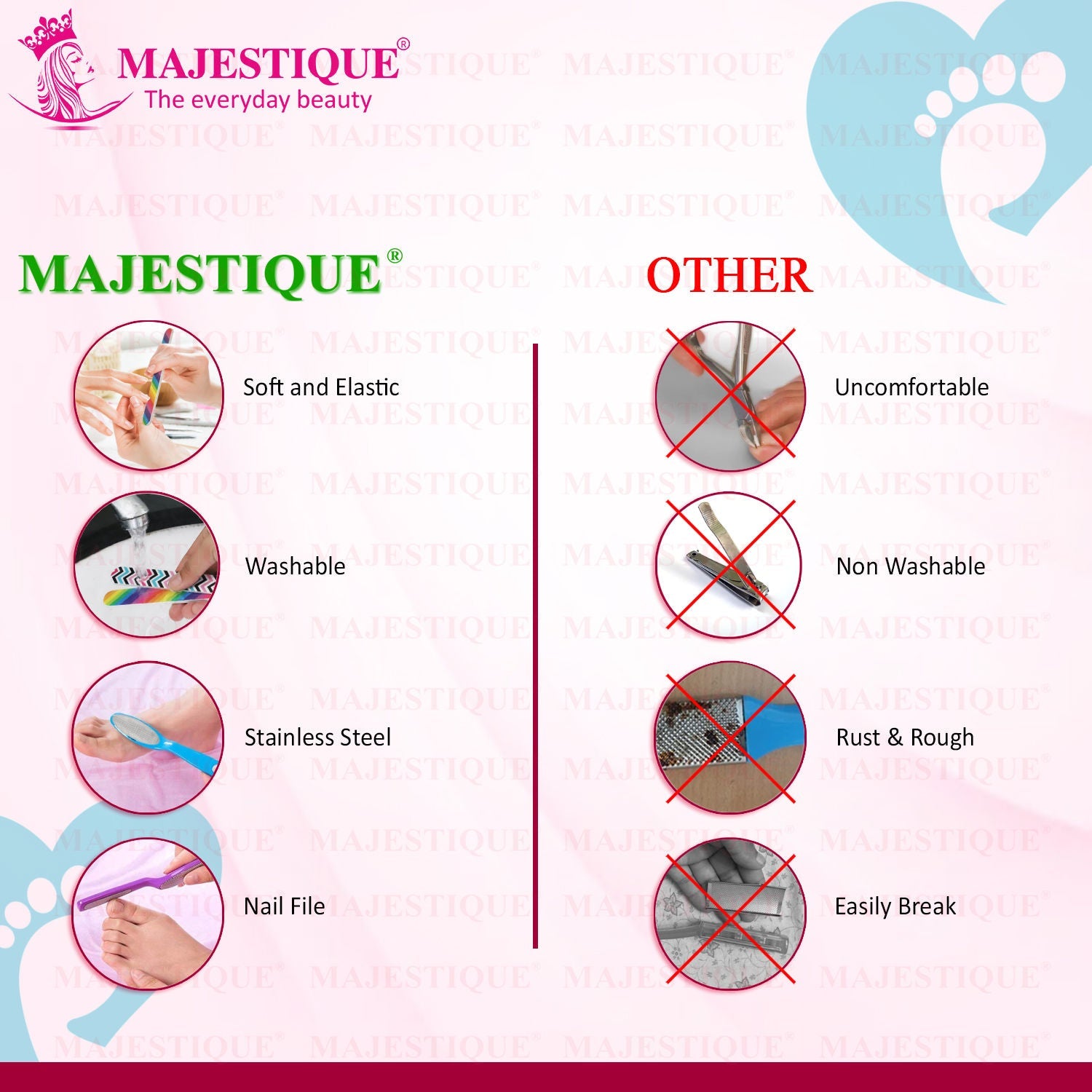 Majestique 2 In 1 Plate Foot Scrubber & Emery Board Nail Filer - Color May Vary