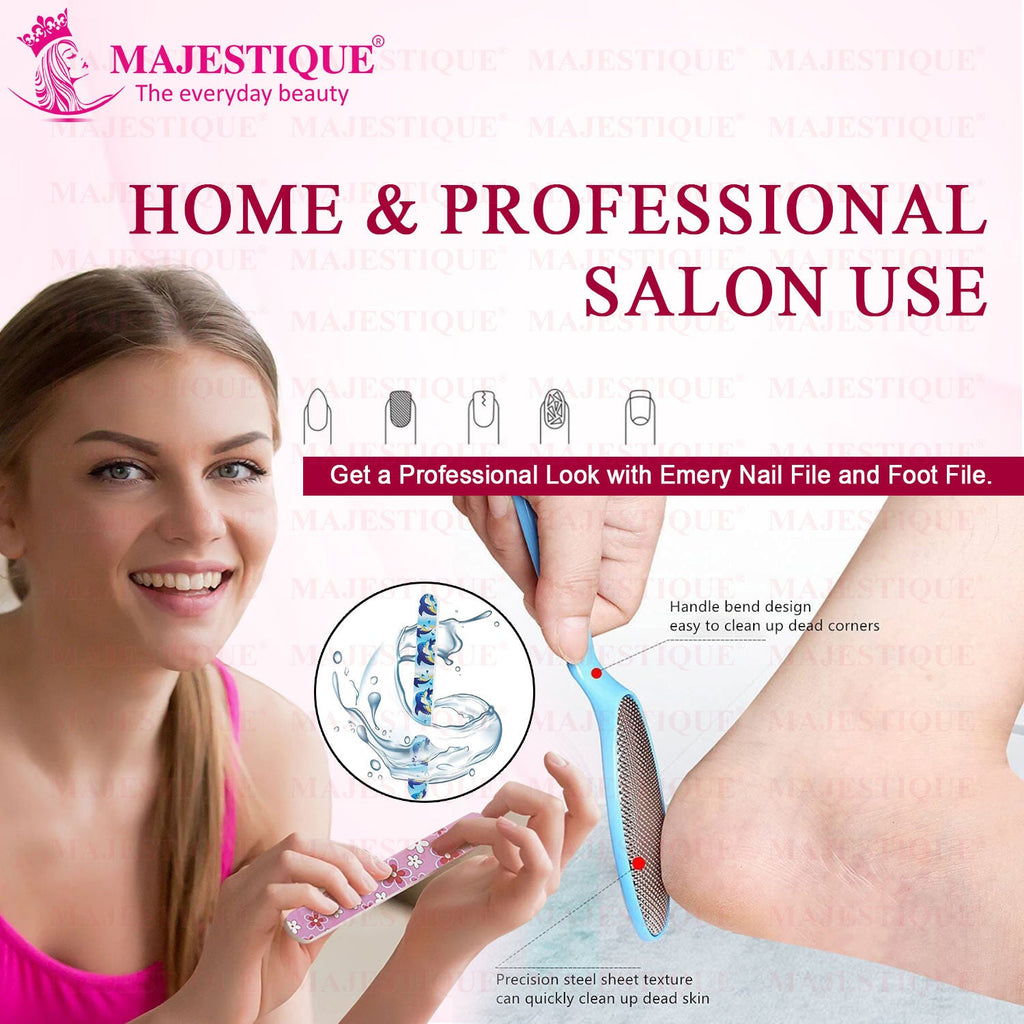 Majestique 2 In 1 Plate Foot Scrubber & Emery Board Nail Filer - Color May Vary