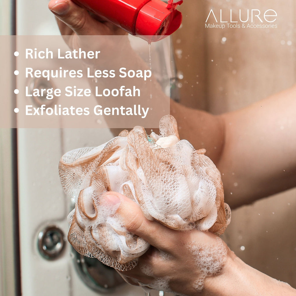 Allure Metallic Bath Brush & Loofah Set - Color May Vary