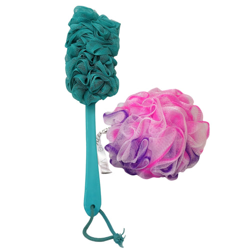 Allure Dual Colors Bath Brush & Loofah Set - Color May Vary