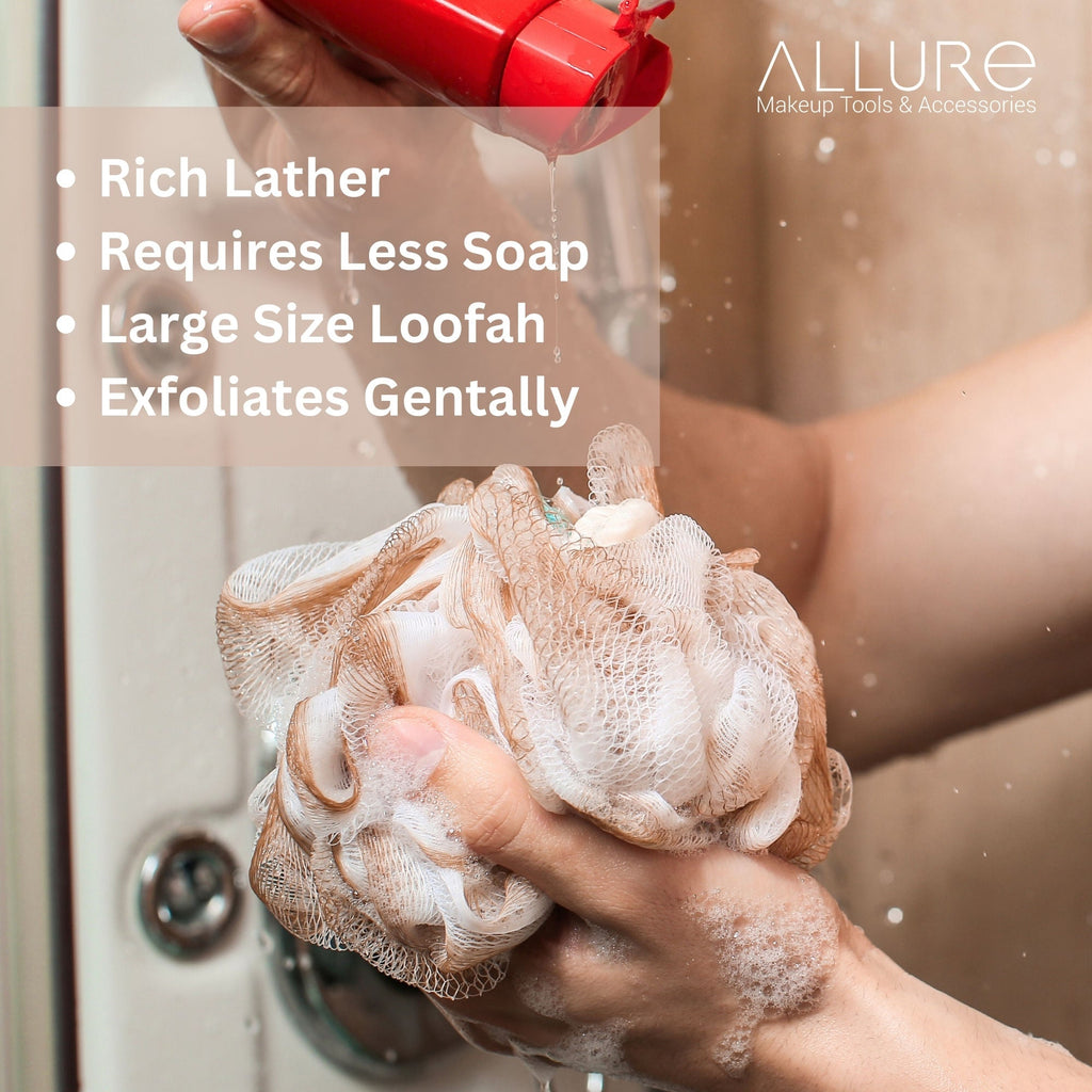 Allure Dual Colors Bath Brush & Loofah Set - Color May Vary