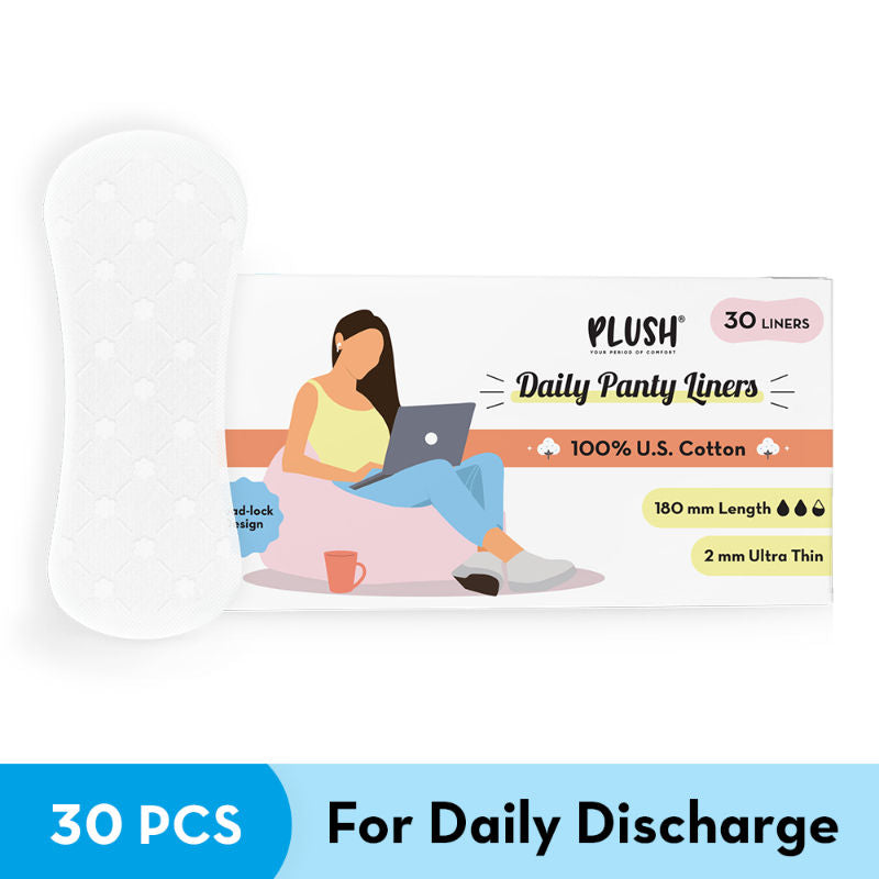 Plush Daily Use Ultra Soft Large Panty Liners - Paraben & Fragrance - Free 30 Pcs