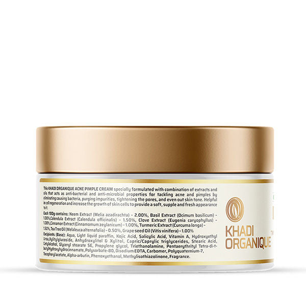 Khadi Organique Anti Acne Pimple Cream with Neem & Basils For Reduces Acne and Pimples