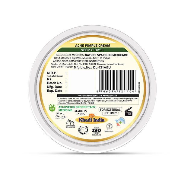 Khadi Organique Anti Acne Pimple Cream with Neem & Basils For Reduces Acne and Pimples