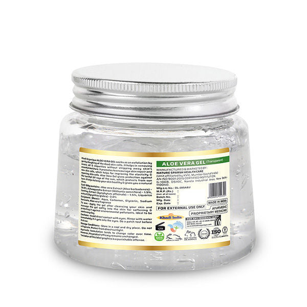 Khadi Organique Pure Natural Aloe Vera Transparent Gel For Skin & Hair, Hydrate & Moisturize