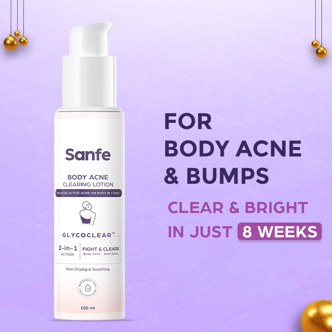 Sanfe Back & Bum Acne Clearing Lotion with Shea Butter & Peach Extracts