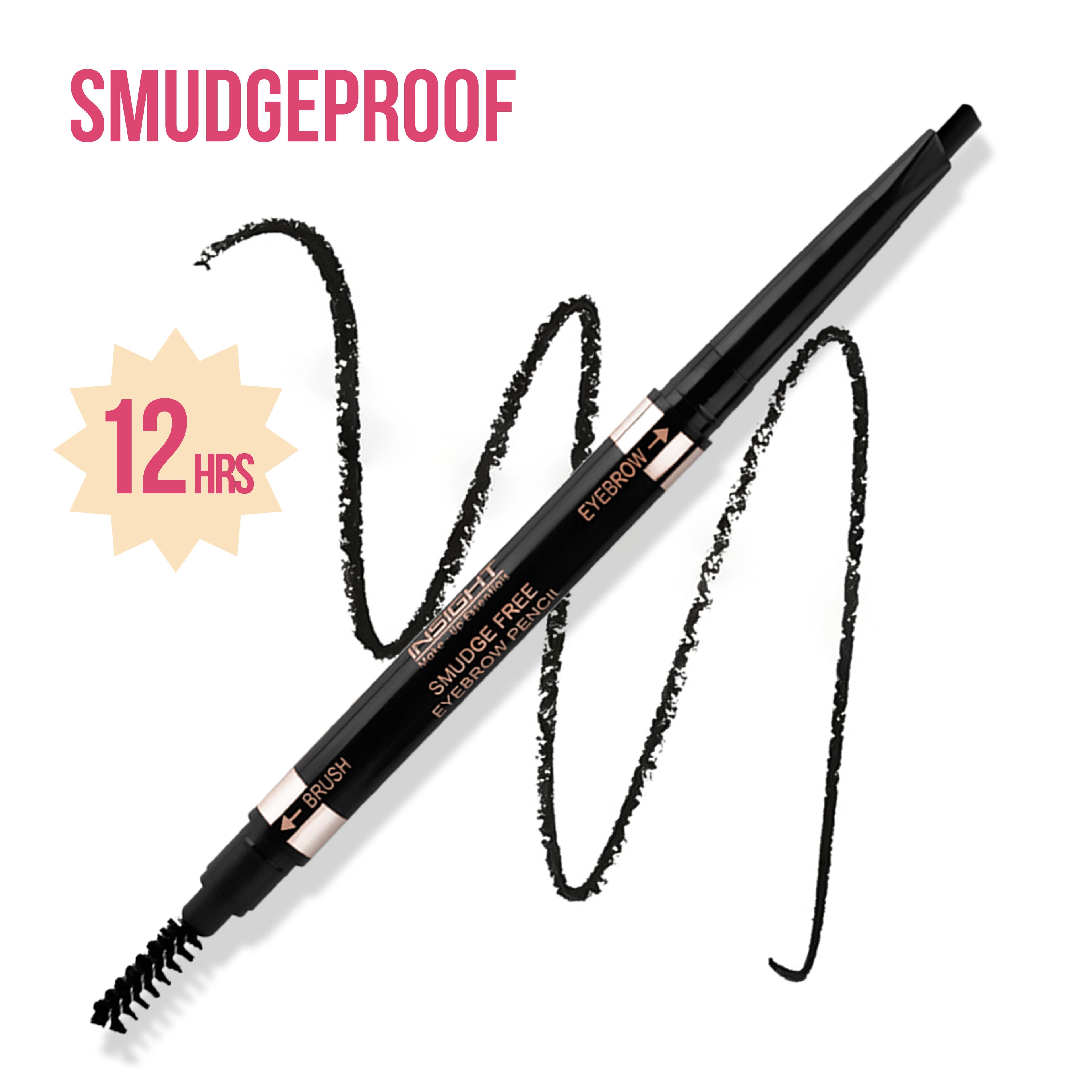 Insight Cosmetics Smudge Free Eyebrow Pencil, 2 In1 Define & Blend,12hrs Long Lasting