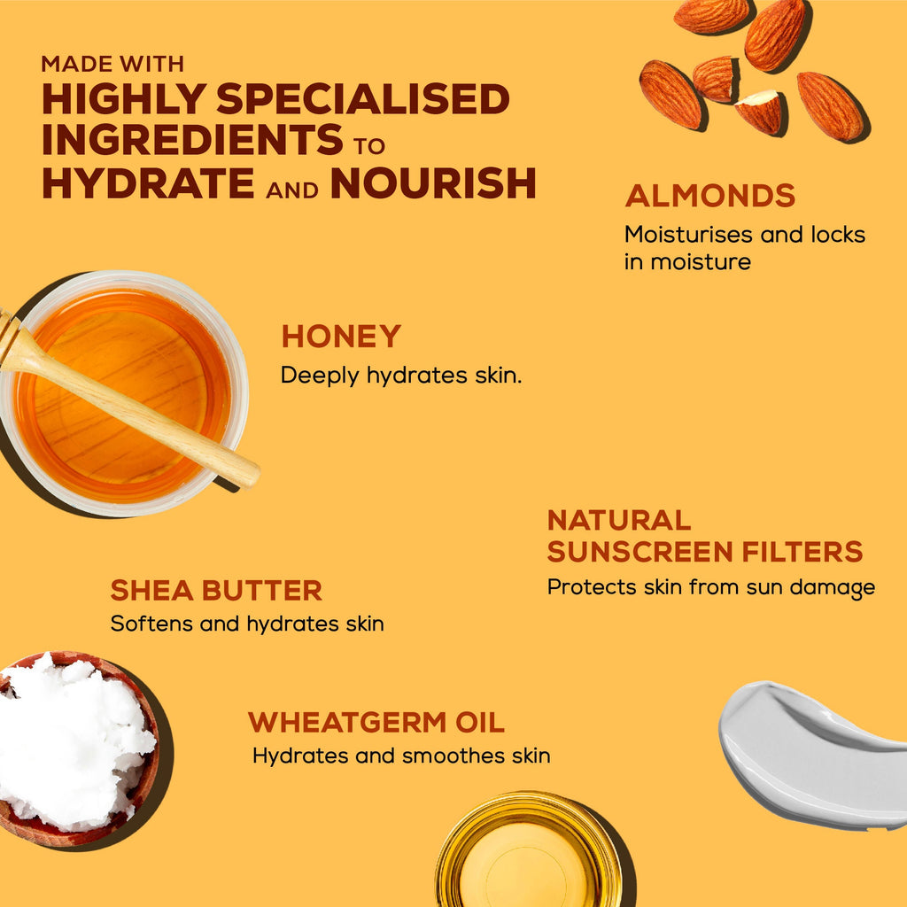Joy Honey & Almonds Lightweight Body Lotion with Shea Butter, Nourishing 24hr Care for Winter