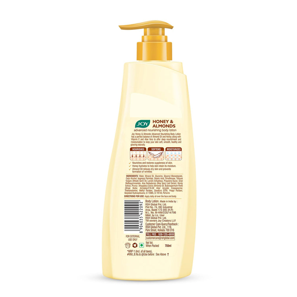 Joy Honey & Almonds Lightweight Body Lotion with Shea Butter, Nourishing 24hr Care for Winter