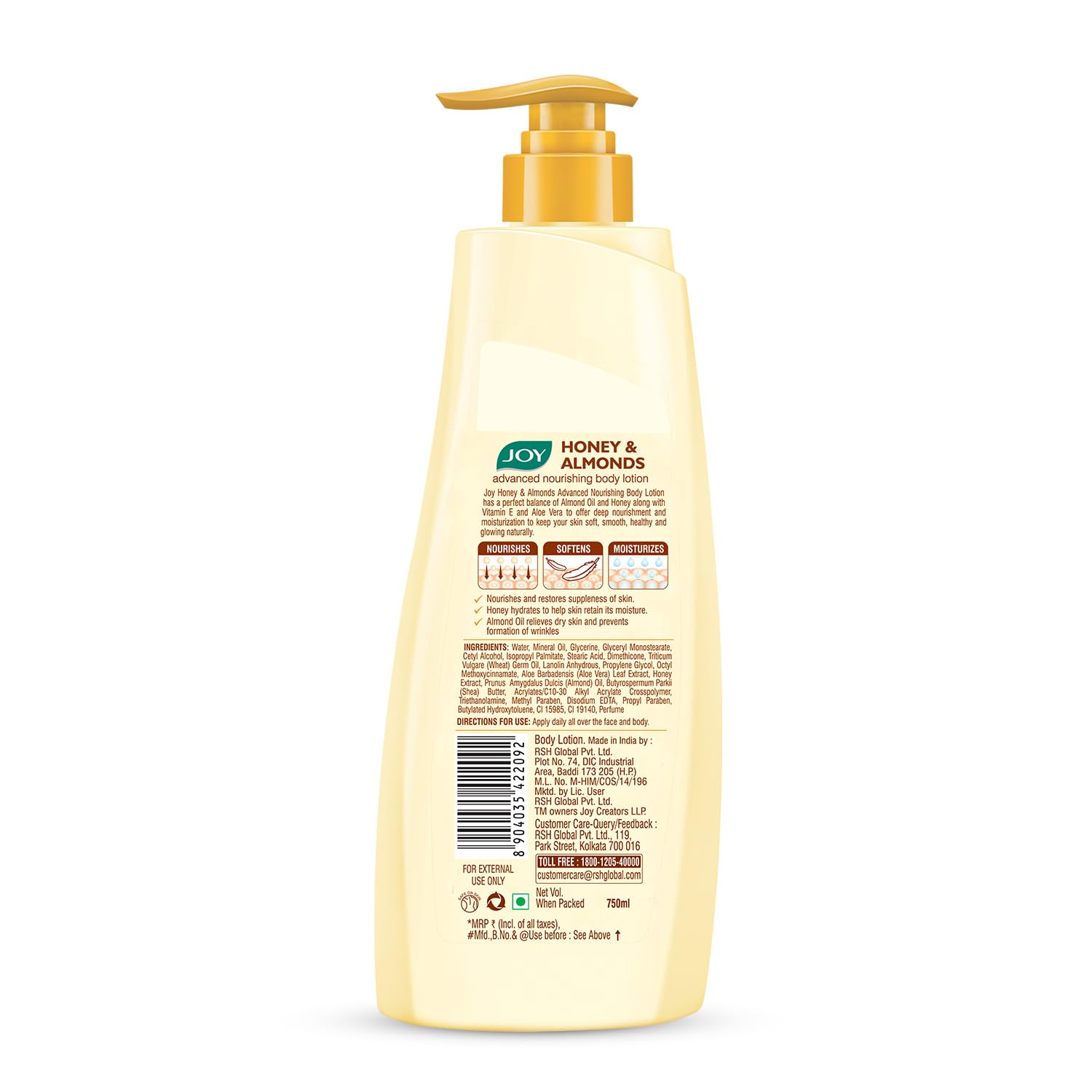 Joy Honey & Almonds Lightweight Body Lotion with Shea Butter, Nourishing 24hr Care for Winter