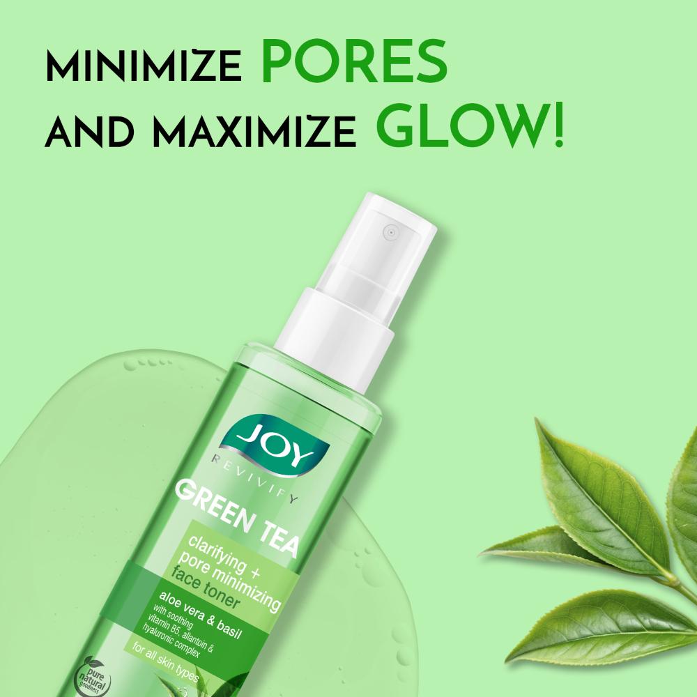 Joy Green Tea Clarifying Face Toner with Aloe Vera - pH Balanced, Alcohol Free & For All Skin Types