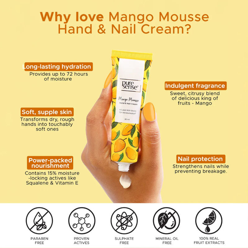 PureSense Mango Mousse Non Sticky Hand And Nail Biotin Cream