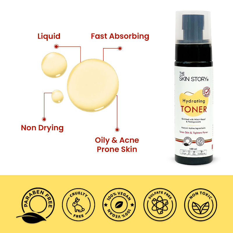 The Skin Story Water-like Hydrating Face Toner For Oily Acne Prone Skin With AloeVera Tightens Pores