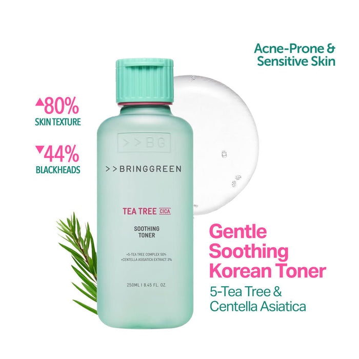 BRING GREEN Tea Tree Cica Soothing Korean Toner, For Acne-Prone & Sensitive Skin