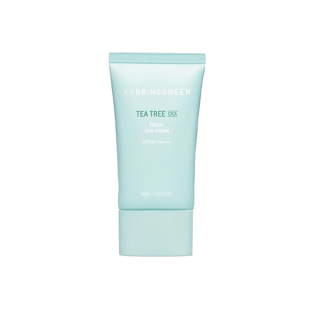 BRING GREEN Tea Tree Cica Fresh Sun Cream SPF 50+ PA++++ Korean Tinted Mineral Sunscreen