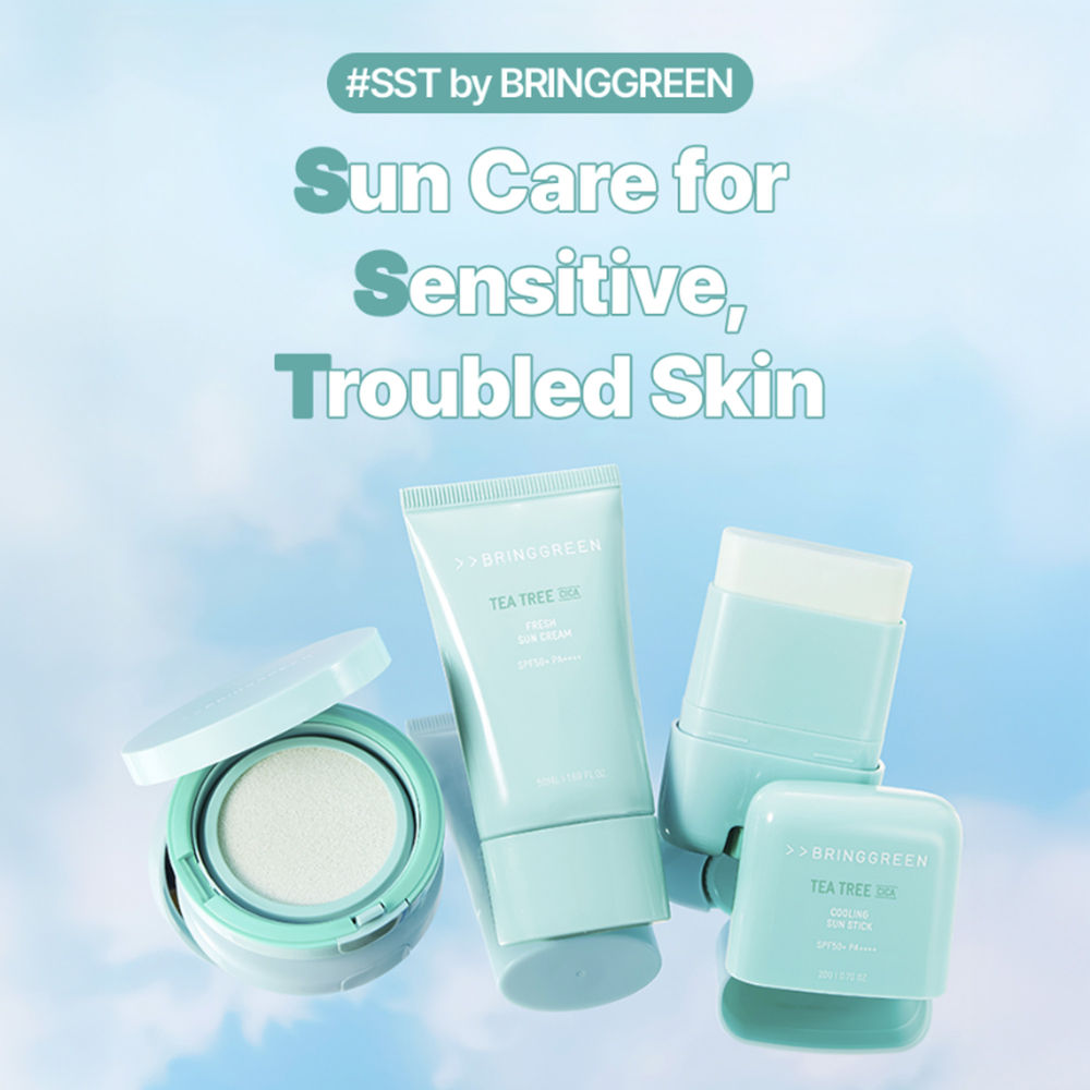 BRING GREEN Tea Tree Cica Fresh Sun Cream SPF 50+ PA++++ Korean Tinted Mineral Sunscreen