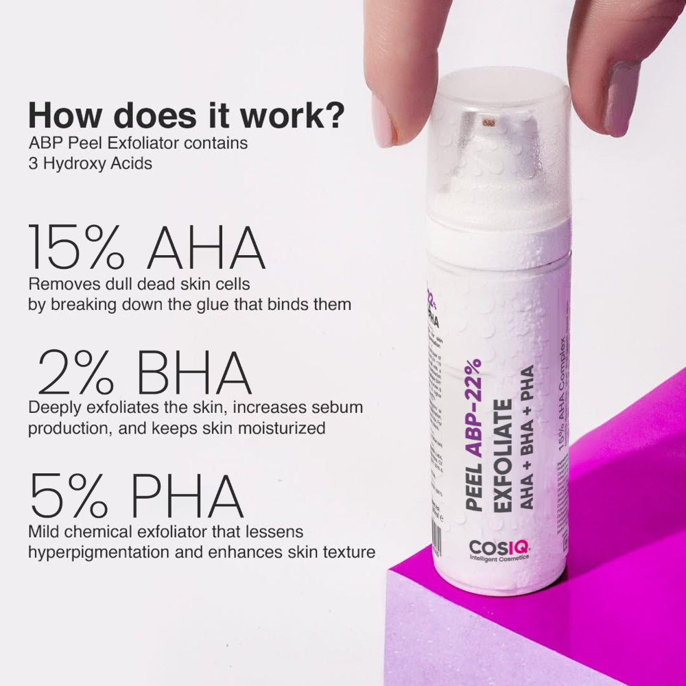 Cos-IQ Peel ABP-22% Exfoliate AHA + BHA + PHA Beginner Friendly Serum