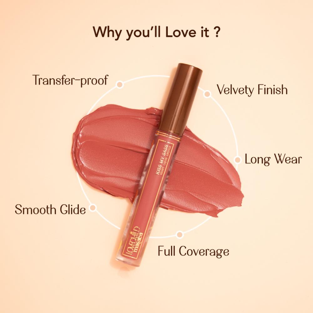 LoveChild Masaba Transfer-proof Long-lasting Velvet Liquid Lipstick, Enriched with Hyaluronic Acid and Kaolin Clay