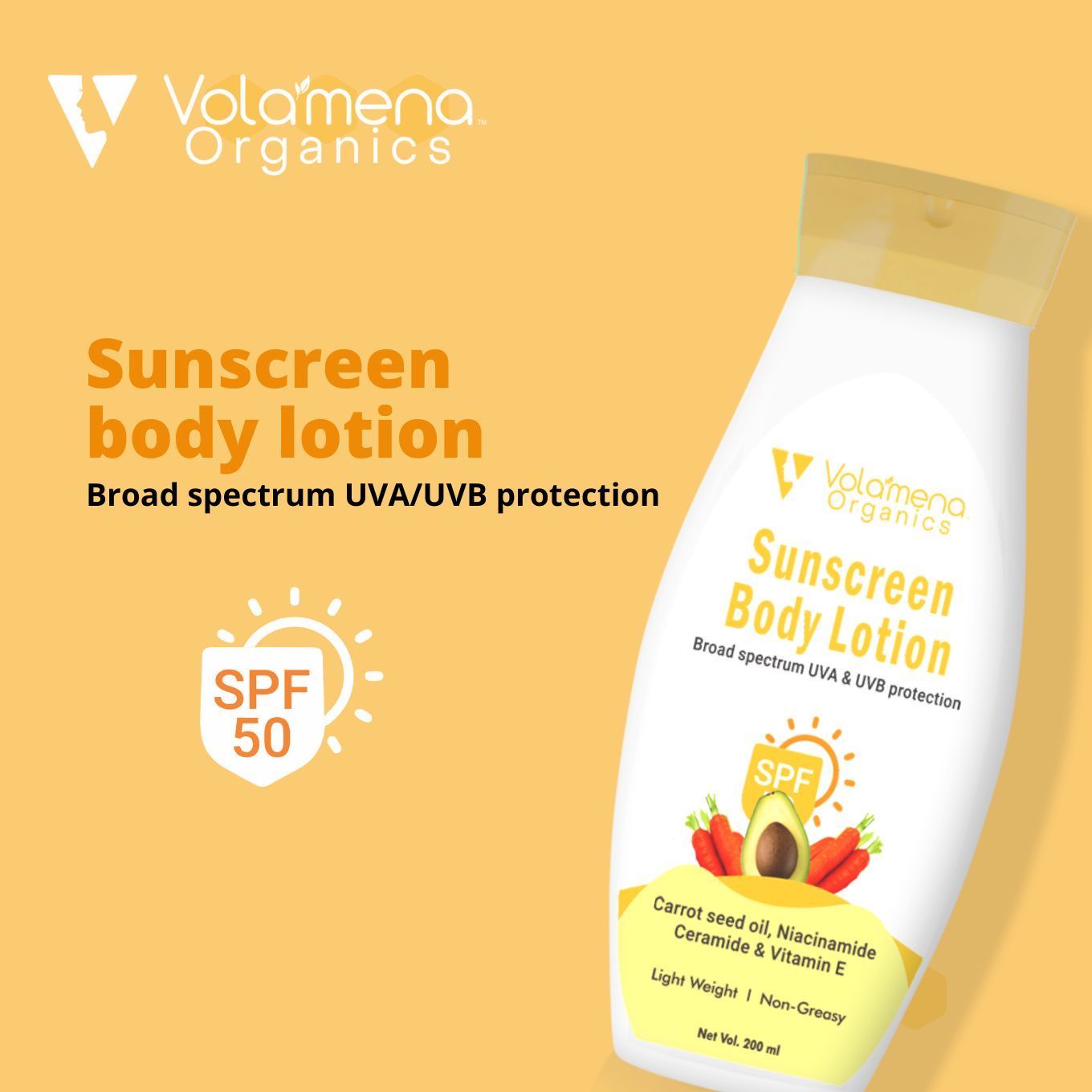 Volamena Sunscreen Body Lotion Broad Spectrum UVA & UVB Protection