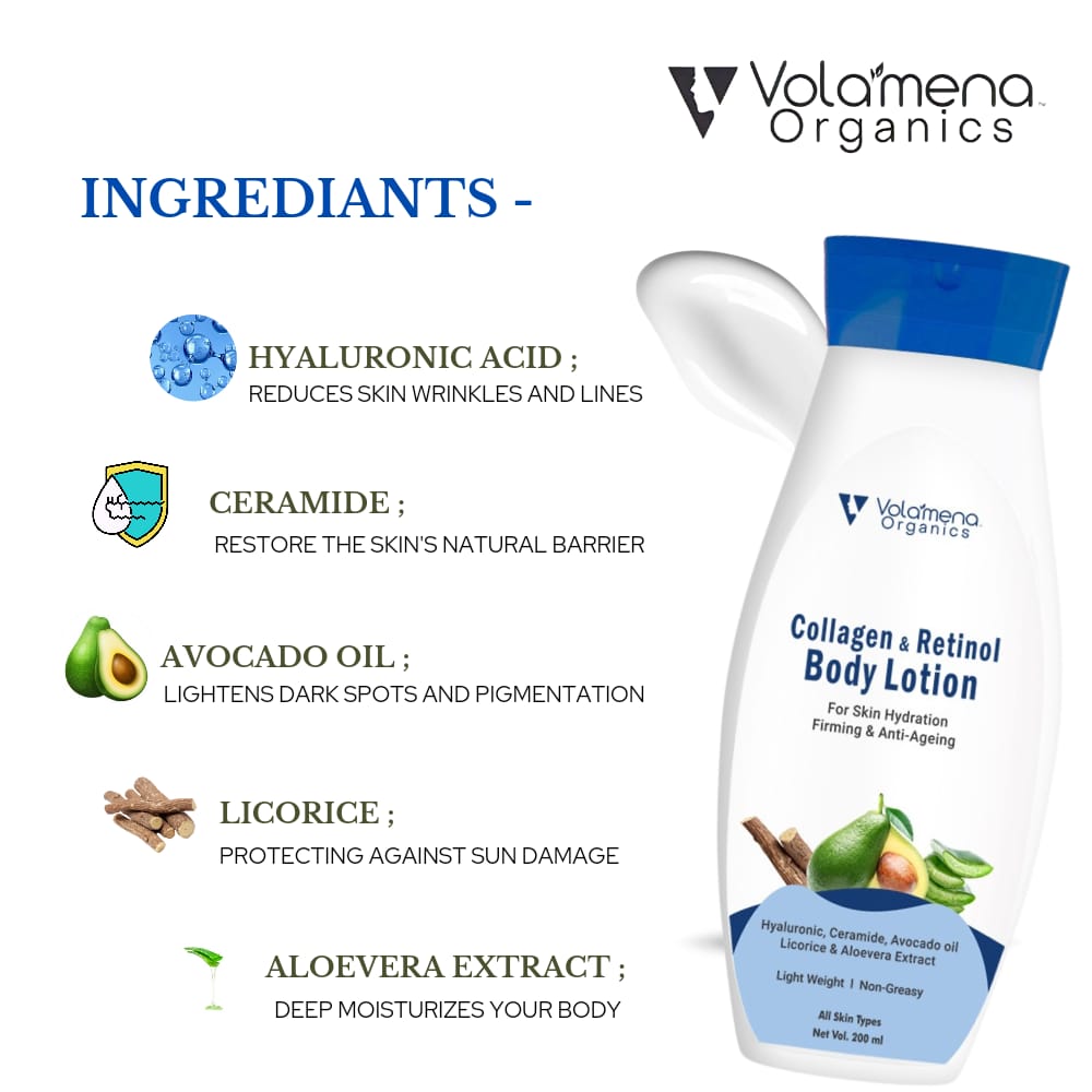 Volamena Collagen & Retinol Body Lotion With Hyluronic Acid & Ceramide