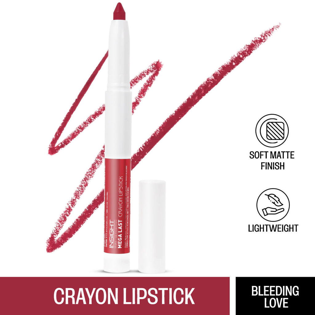 Insight Cosmetics Mega Last Crayon Lipstick, Soft Matte Finish, Non Transfer