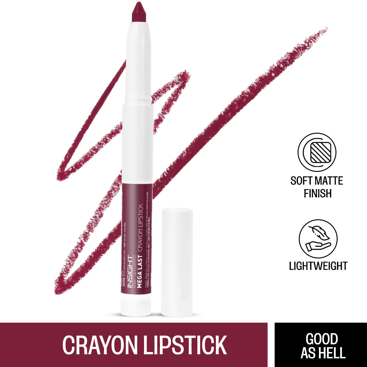 Insight Cosmetics Mega Last Crayon Lipstick, Soft Matte Finish, Non Transfer