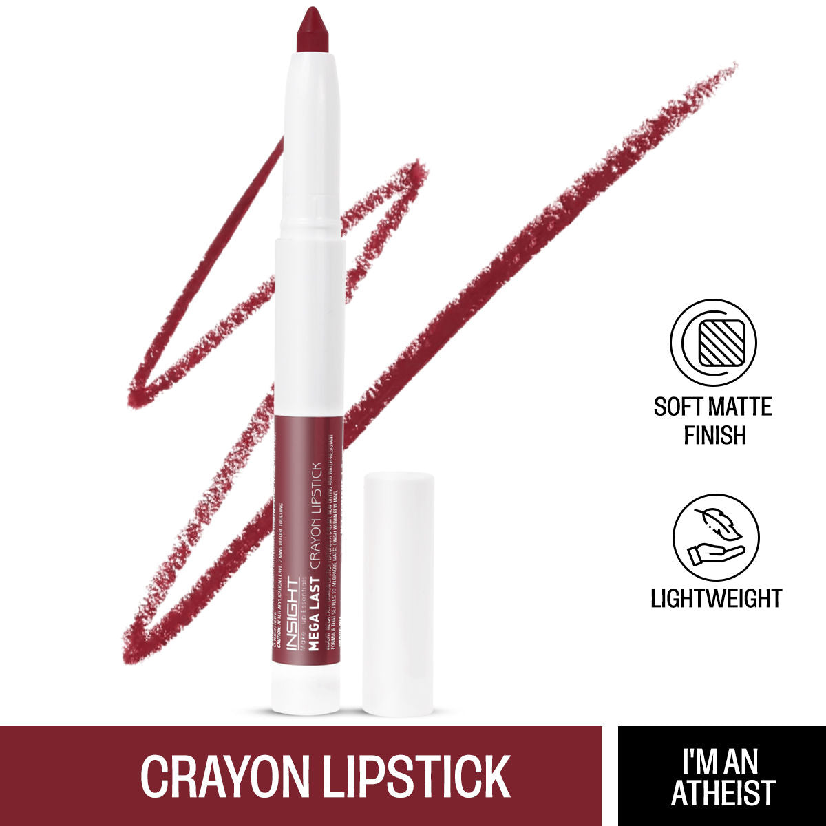 Insight Cosmetics Mega Last Crayon Lipstick, Soft Matte Finish, Non Transfer