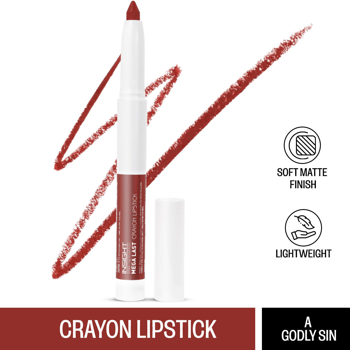 Insight Cosmetics Mega Last Crayon Lipstick, Soft Matte Finish, Non Transfer