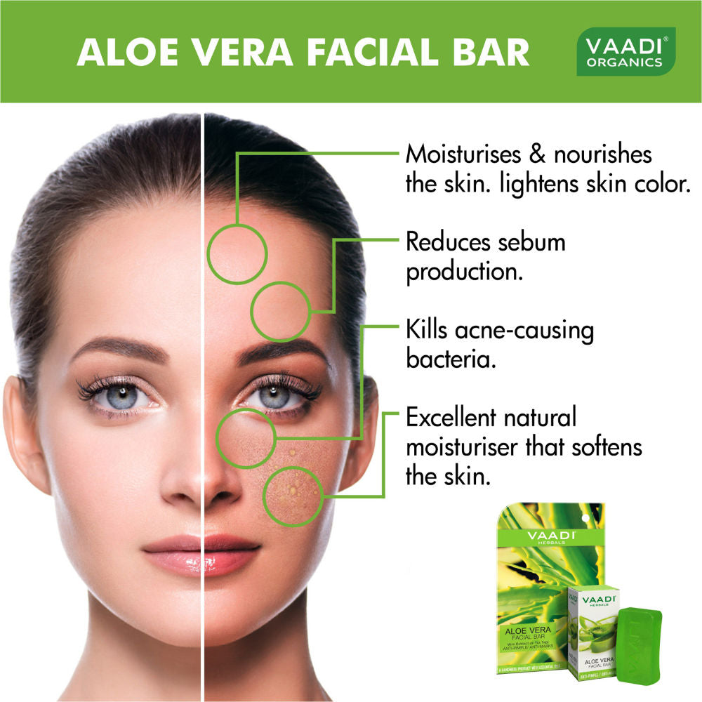 Vaadi Herbals Aloe Vera Facial Bar with Extract of Tea Tree