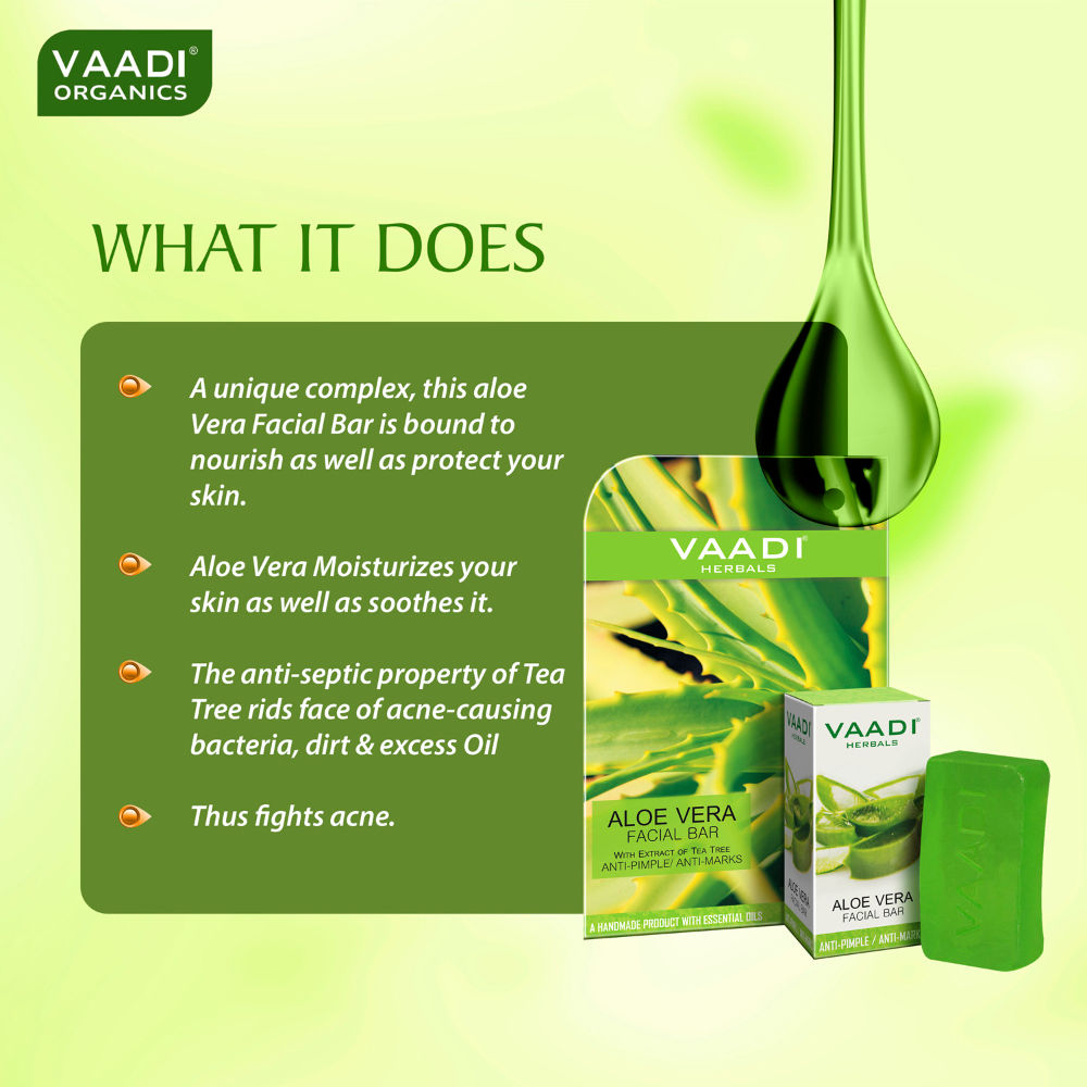 Vaadi Herbals Aloe Vera Facial Bar with Extract of Tea Tree