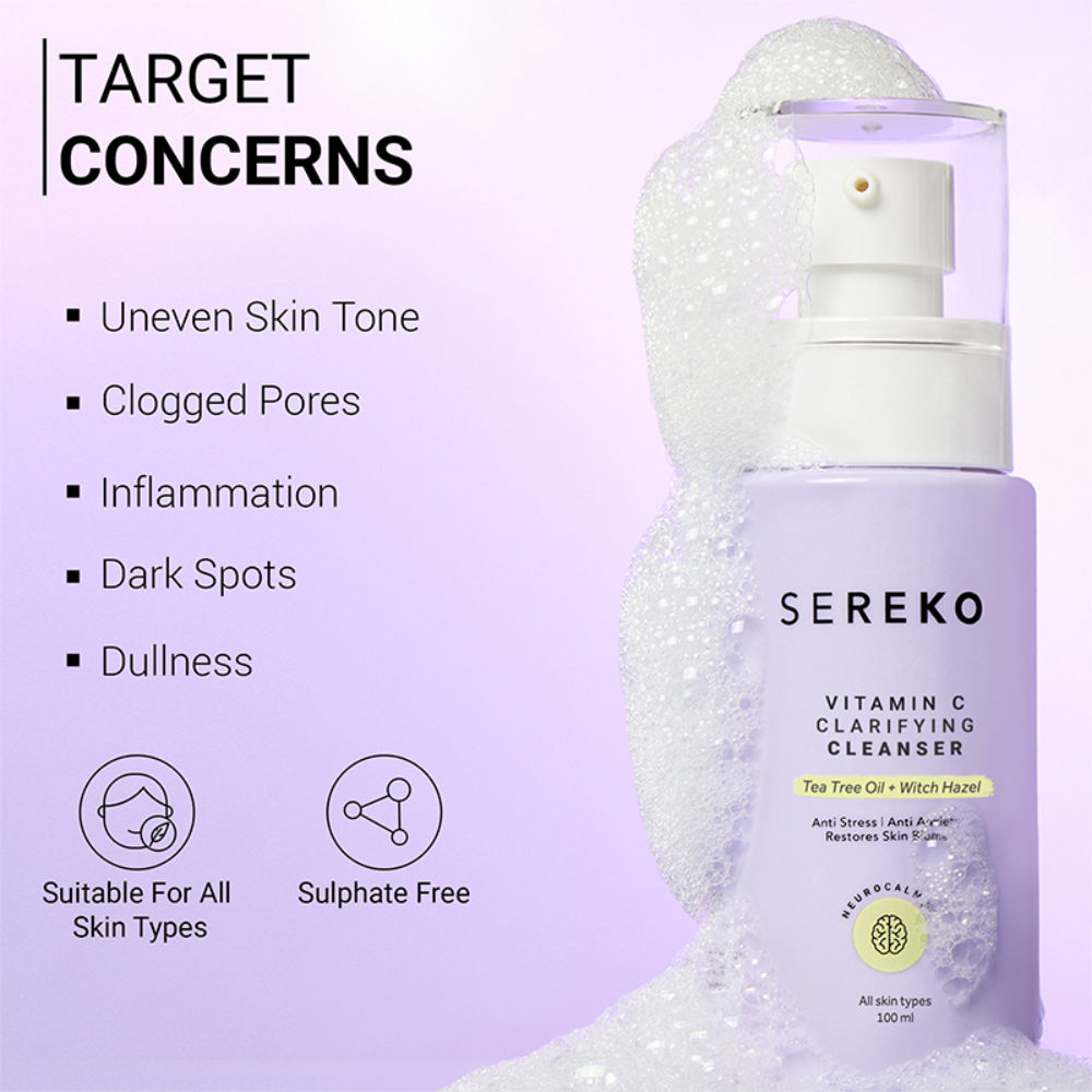 Sereko Vitamin C Clarifying Face Wash Cleanser For Brighter & Glowing Skin With Tea Tree Oil