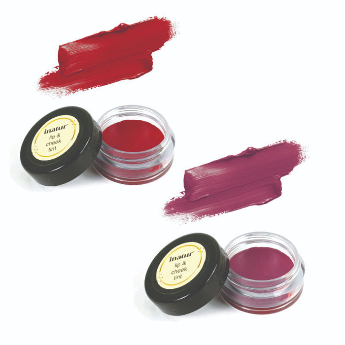 inatur Lip and Cheek Tint Coral and Port Wine with Shea Butter and Organic