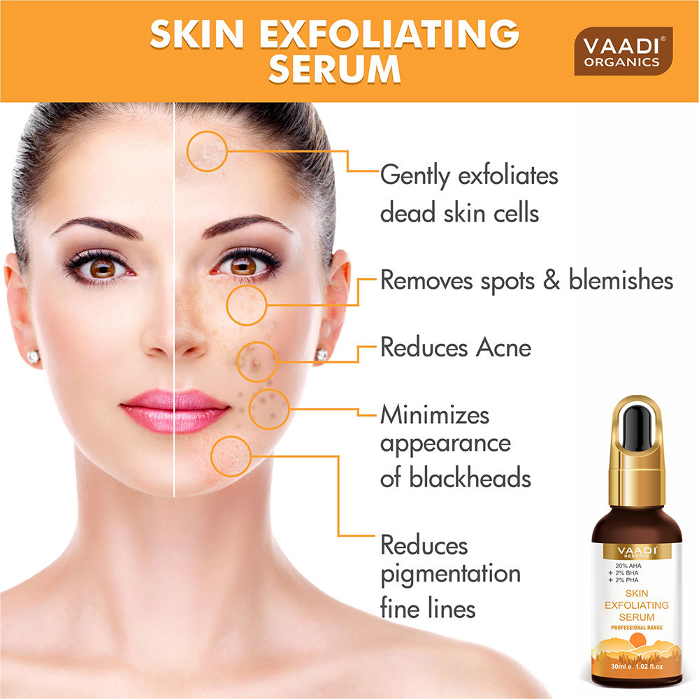 Vaadi Herbals Skin Exfoliating Serum With 20% AHA & 2% BHA & 2% PHA