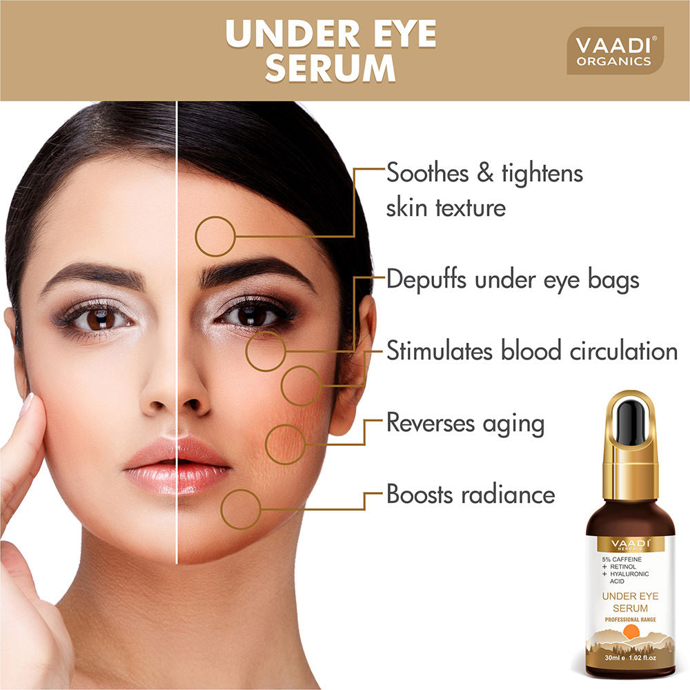 Vaadi Herbals Under Eye Serum With 5% Caffeine & Retinol & Hyaluronic Acid