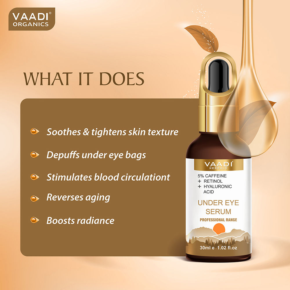 Vaadi Herbals Under Eye Serum With 5% Caffeine & Retinol & Hyaluronic Acid
