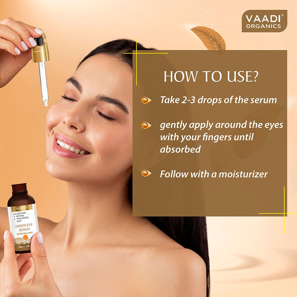 Vaadi Herbals Under Eye Serum With 5% Caffeine & Retinol & Hyaluronic Acid