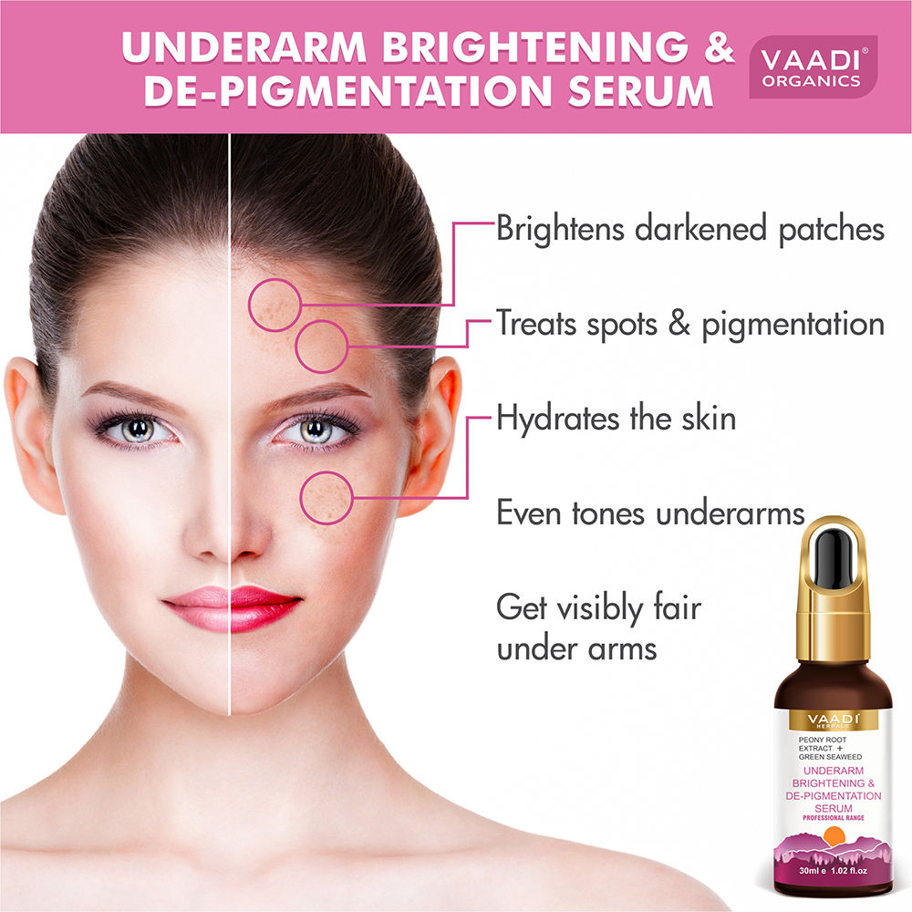 Vaadi Herbals Underarm Brightening & De-pigmentation Serum With Peony Root Extract & Green Seaweed