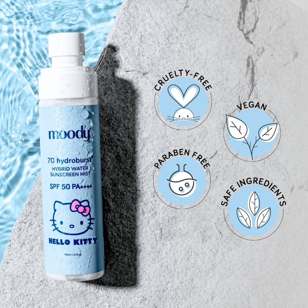 Moody 7D Hydroburst Hybrid Water Sunscreen Mist SPF 50 PA++++ With Hyaluronic Acid