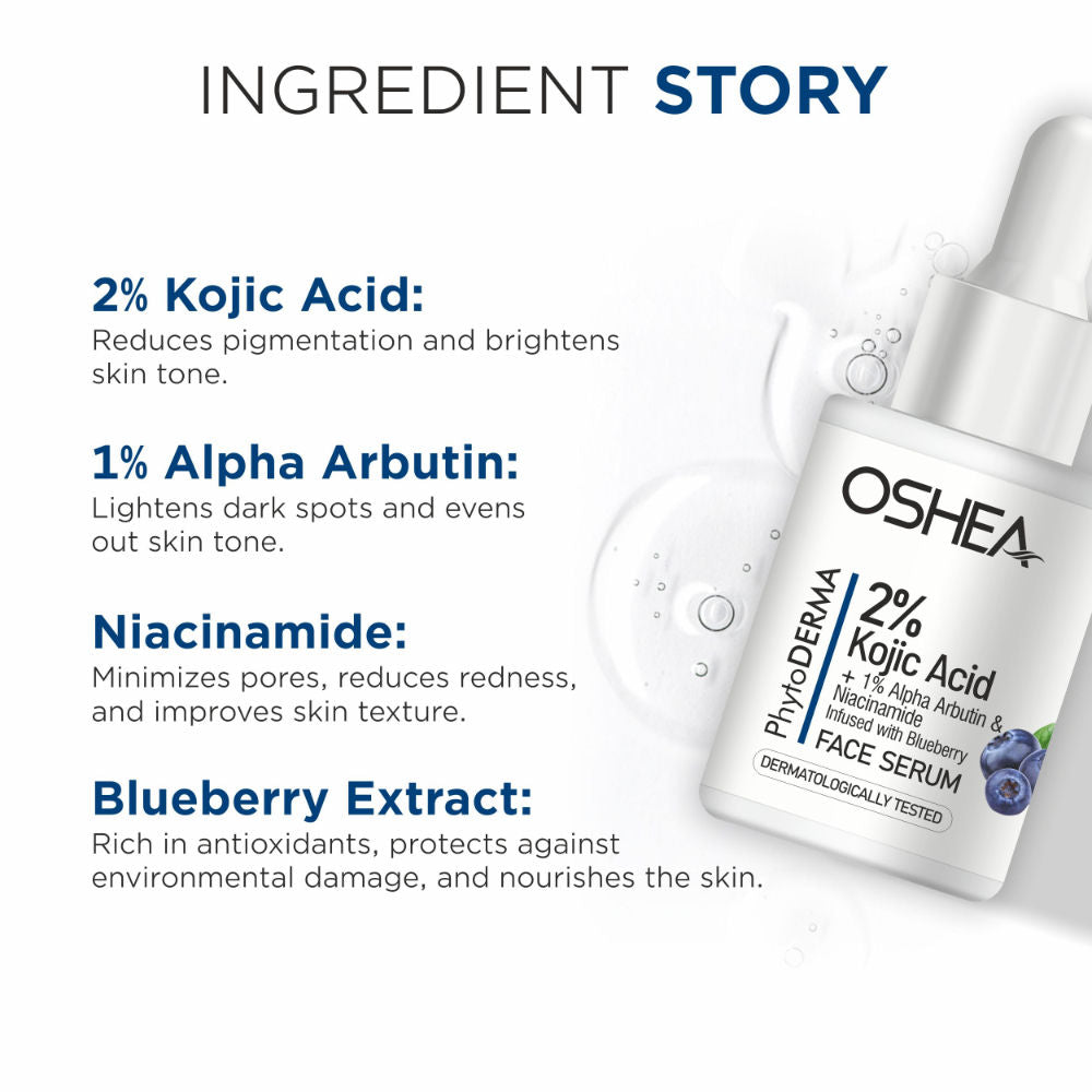 Oshea Herbals Phytoderma Face Serum With 2% Kojic Acid & 1% Alpha Arbutin Reduces Dark Spots
