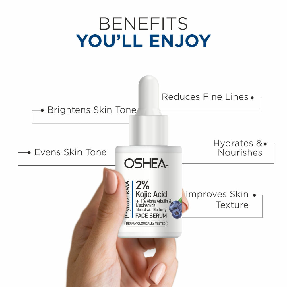 Oshea Herbals Phytoderma Face Serum With 2% Kojic Acid & 1% Alpha Arbutin Reduces Dark Spots