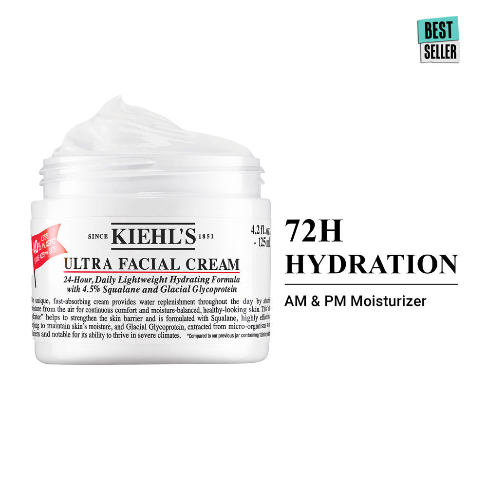 Kiehl's Ultra Facial Cream With 24 Hour Hydration - Moisturizer For Softer, Hydrated Skin