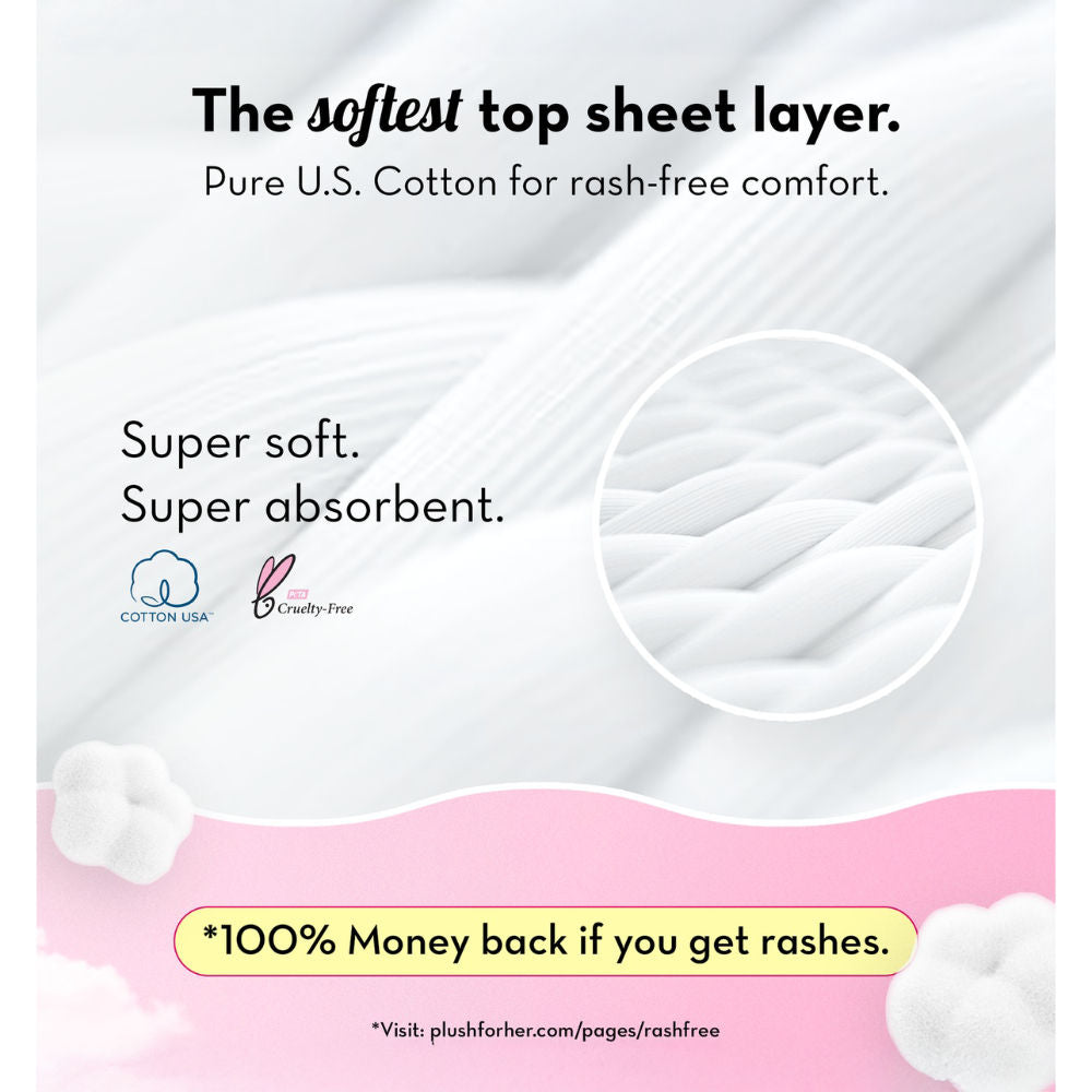 Plush Sanitary Pads 100% Cotton Rash-Free - 16XL + 14XXL+ 4 Free Liners