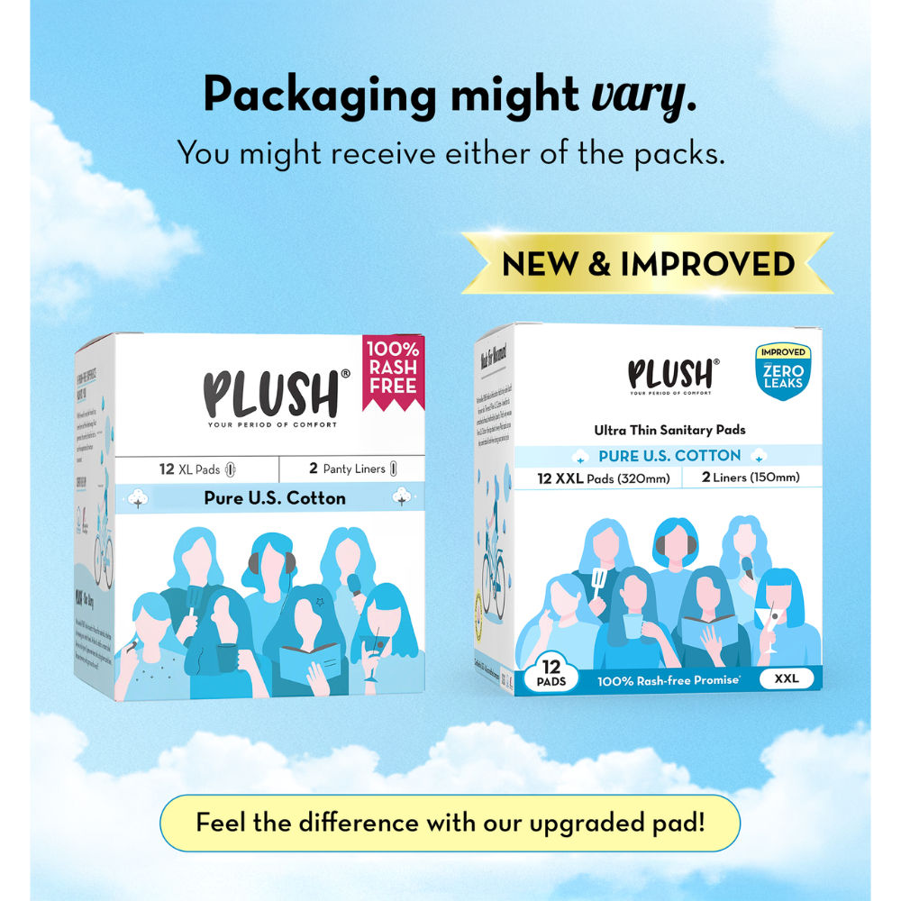 Plush Ultra Thin 12 XXL 100% Cotton Rash Free Sanitary Pads
