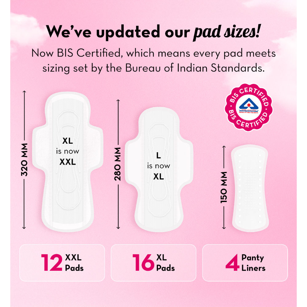 Plush Sanitary Pads 100% Cotton Rash-Free | 16XL + 12XXL+ 4 Free Liners