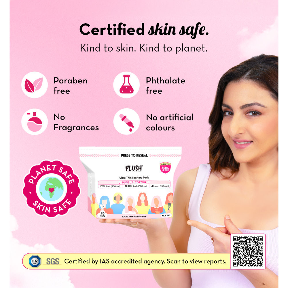 Plush Sanitary Pads 100% Cotton Rash-Free | 16XL + 12XXL+ 4 Free Liners